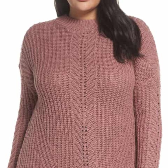 Lucky Brand Sweaters - NWT Lucky Brand Open Stitch Dusty Pink Pullover 2X
